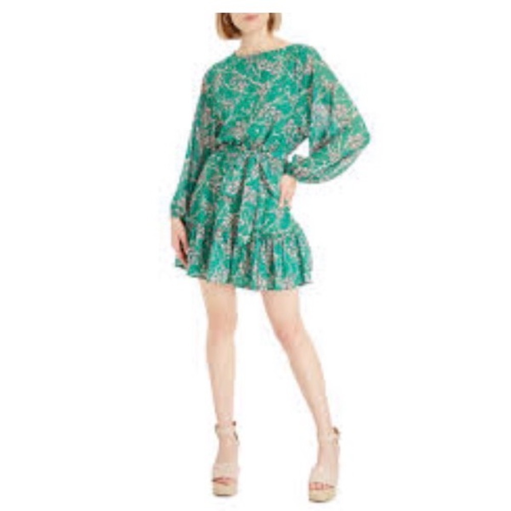 Flying Tomato Green Floral Long Sleeve Dress needs button